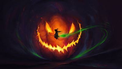 4K HD Wallpaper Enchanting Halloween Night with Lights Dark Fantasy and Magic