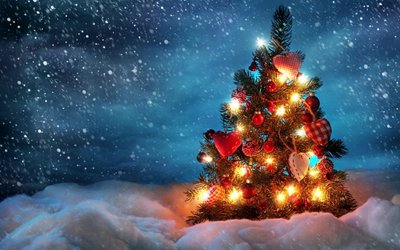 HD Wallpaper Lights Night Snow  Christmas Tree  Winter Holidays in 1080p