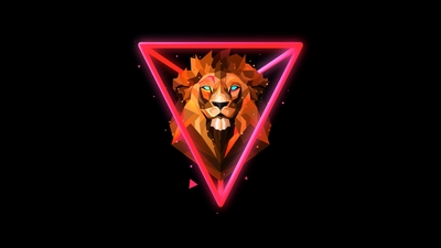 Roaring Neon Lion Vibrant Wildlife Artistry