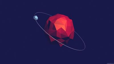 Red Planet Stone Clip Art and Saturn Planet Illustration HD Wallpaper with Low Poly Design