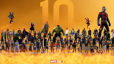 Marvel 10 Year Anniversary Superheroes Celebration HD Wallpaper  4K  8K Resolution for Desktop and Mobile