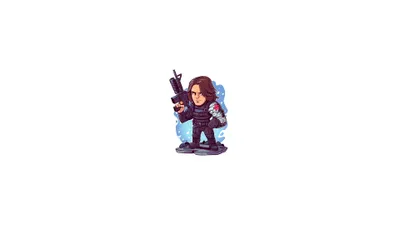 Chibi Bucky Barnes Minimalist HD Wallpaper  Marvel Cinematic Universe  Free Download for Desktop  Mobile