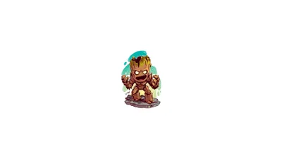 Chibi Groot Marvel Cinematic Universe Minimalist HD Wallpaper  Free Download in 4K