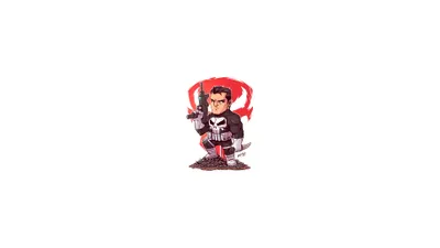 Chibi Punisher in Marvel Cinematic Universe Minimalist HD Wallpaper 3840x2160px