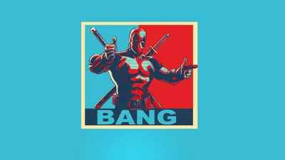 Deadpool Bang Poster HD Wallpaper Marvel Hero with Thumbs Up on Cyan Background