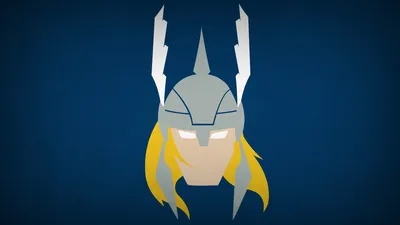 Marvel Thor Vector Art HD Wallpaper Minimalist Superhero Design on Blue Background