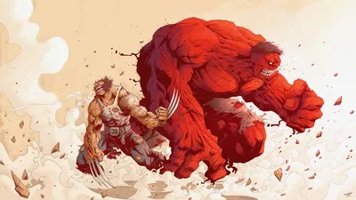 Red Hulk and Wolverine HD Illustration A Marvel Comics Masterpiece  Free Download