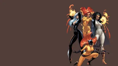 Marvel Divas Illustrated HD Wallpaper J Scott Campbells Iconic Characters on Brown Background  Free Download for Desktop  Mobile