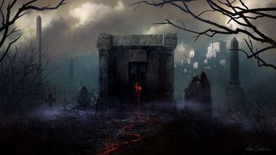 HD Wallpaper Mausoleum Cemetery Tombstones Halloween Fantasy  Free Download in 1080p HD Quality