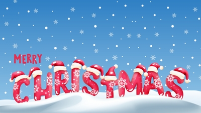 Festive Snowfall Scene Merry Christmas Wallpaper