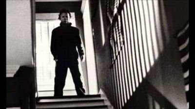 Creepy 1080p HD Wallpaper Michael Myers in Grayscale Photography Man Standing on Stairs