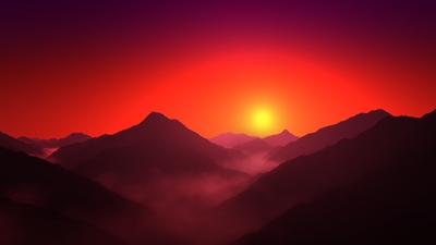 Majestic Mountain Range Silhouette Tranquil Nature Landscape