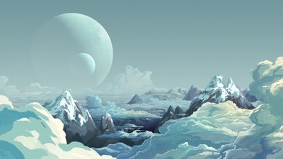 4K HD Wallpaper Mountain Covered Snow with Mountains Clouds and Fantasy Art