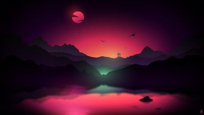 Stunning WQHD  HD Wallpaper Silhouette of Mountains Under Red Sky Digital Wallpaper with Lake  Free Download in Multiple Resolutions 2K 4K 5K