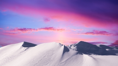 Majestic Snowy Mountain Silhouette Breathtaking Sunset Backdrop