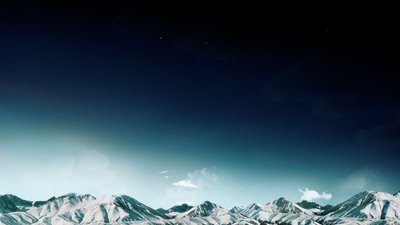 WQHD HD Wallpaper Snow Covered Mountain with Space Stars and Clouds