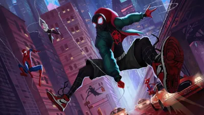 SpiderMan Into The SpiderVerse HD Wallpaper Featuring Gwen Stacy and Marvel Heroes  Free Download for Desktop and Mobile