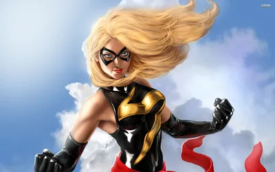 Marvel Comics YellowHaired Superheroine HD Wallpaper Featuring Ms Marvel in Action