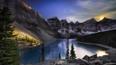 Green Pine Tree Wallpaper Stunning Landscape of Canadas Alberta Mountains in HD 1080p