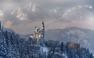 SnowCovered Mountain Castle HD Wallpaper of Nature Landscape and Mountains