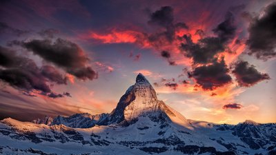 SnowCapped Mountain Wallpaper Stunning HD Nature Scene in the Alps with Matterhorn and Dramatic Sky