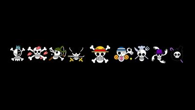 HD Wallpaper One Piece Logo with Anime Skull on Black Background  Free Download in 1080p HD Quality