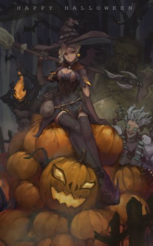 Mobile HD Wallpaper Happy Halloween Overwatch Mercy Pumpkin  Free Download in 1080P 2K 4K 5K Resolutions