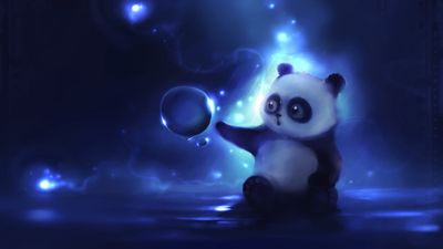 HD Wallpaper White and Black Panda Art in Apofiss Style  Night Backgrounds for Desktop and Mobile