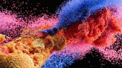 Vibrant Particle Burst Colorful Explosion Background