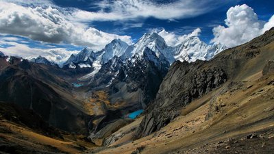 Peru Cordillera Huayhuash Stunning HD Wallpaper of Mountains Valley and Clouds in 1080p