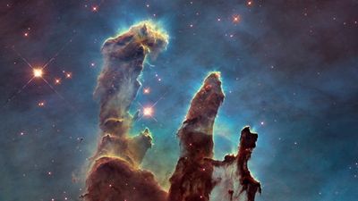 Explore the Majestic Pillars of Creation HD Galaxy Digital Wallpaper with Stars Nebula and Space Exploration