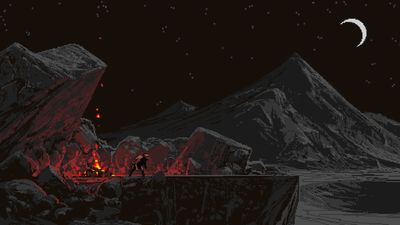 Stunning Camp Fire Wallpaper HD 1080p Black Rocky Mountain Pixel Art Moon  The Sin of Man  Free Download