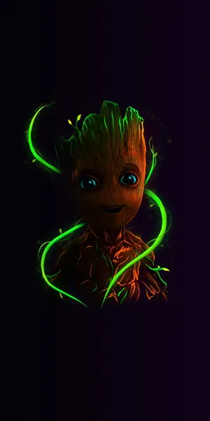 Download Free HD Wallpaper Groot in Neon  Marvel Cinematic Universe  Comics  950x1900px for Desktop  Mobile Devices