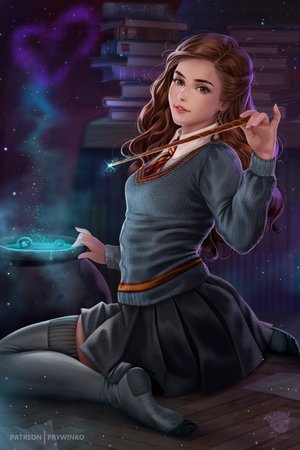 Mobile HD Wallpaper Prywinko Drawing of Hermione Granger from Harry Potter