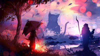 HD Wallpaper Character and Cat Art by Ryky  Digital Painting for Desktop and Mobile 1080p