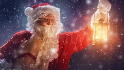 Santa Claus Christmas Wallpaper HD Snowfall  Lanterns  5K PCMobileTablet Wallpapers