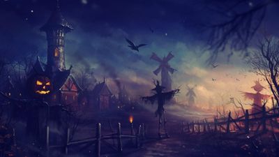 Spooky Halloween Wallpaper Scary Crows Trees Fence and More in HD 1080p