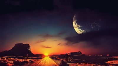 4K HD Wallpaper Science Fiction Concept Art with Stars Landscape and Space  Digital Art