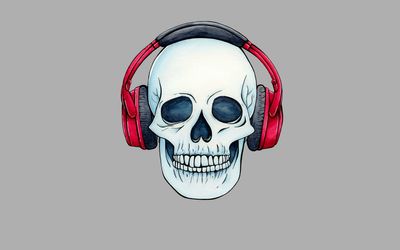 HD Wallpaper Skull Using Headphones Illustration  Minimalism Skeleton Sake  1080p 1920x1200px