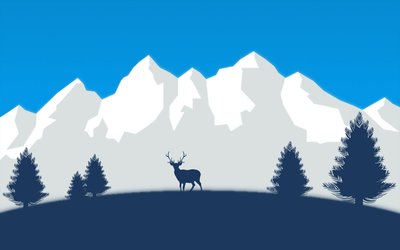 1080p HD Wallpaper Deer near Snowy Mountain Illustration with Mountains Trees and Vector