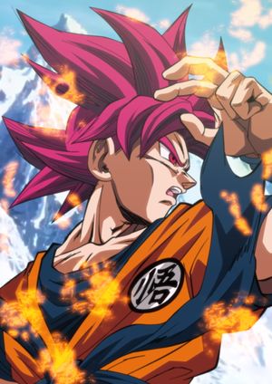 Mobile HD Wallpaper Son Goku from Dragon Ball Super with Red Eyes and Red Hair