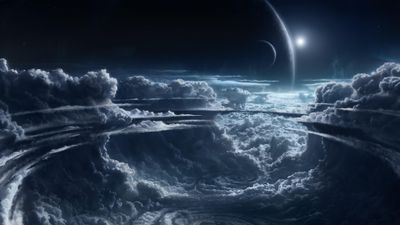 4K HD Wallpaper Stunning Space Art with Fantasy Elements Sky Clouds Moonlight and Universe  Free Download in Multiple Resolutions 1080P 2K 4K