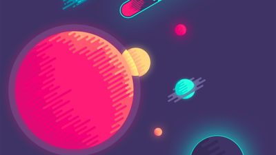 4K HD Wallpaper Space Light Circle Planet  Magenta Neon Sky Graphics