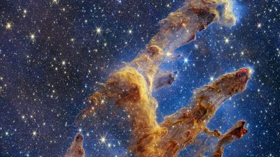 Explore the Beauty of Space with HD Wallpaper Pillars of Creation and James Webb Space Telescope  Free Download in 1080p 2K 4K and 5K Resolutions