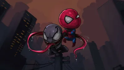 SpiderMan and Venom Chibi Marvel Comics HD Wallpaper  Free Download in 1080P 2K 4K 5K for Desktop PC Mobile  Tablet