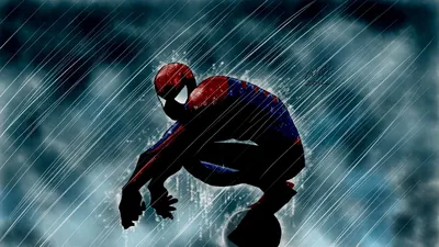 Marvel SpiderMan in Rain HD Wallpaper Superhero Digital Art for Desktop and Mobile