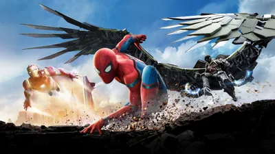 Marvel Trio in Action SpiderMan Iron Man  Falcon HD Wallpaper  5K from SpiderMan Homecoming