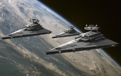 WQHD HD Wallpaper Three Star Wars Aircrafts and Star Destroyer in Digital Art Science Fiction