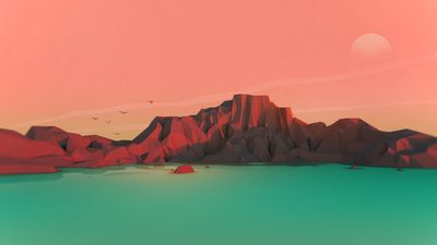 Stunning Brown Mountain Sunset HD Wallpaper with Digital Art Low Poly Mountains and Tranquil Scenic Beauty in Nature  Free Download 1080p