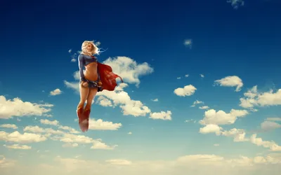 Ms Marvel and Supergirl AnimeInspired Superhero HD Wallpaper Flying High in the Sky